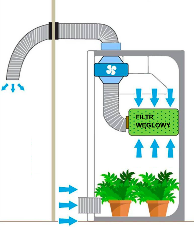 Schemat budowy growboxa i montażu filtra ii wentylacji