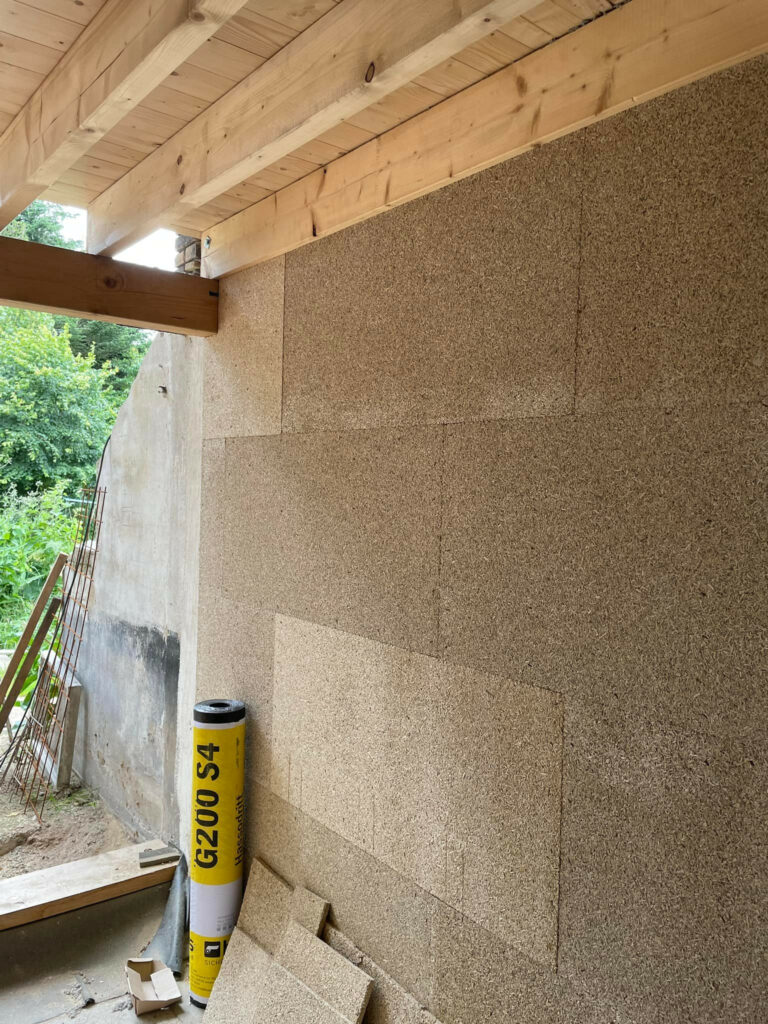 Konstrukcja ściany z betonu konopnego