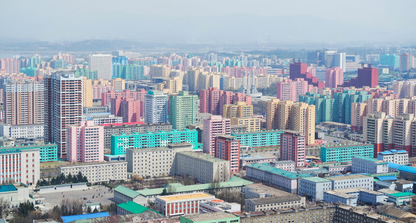 Panorama Pjongjang w Korei Północnej